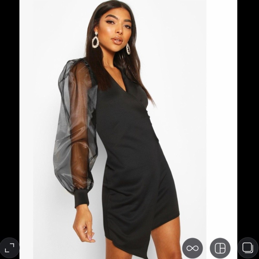 Organza Puff Sleeve Dress M Tall